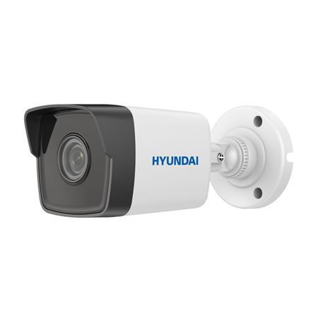 HYU-414N | Telecamera bullet IP HYUNDAI Next Gen con Smart IR di 30 m per esterni. 1/2,7” CMOS da 2MP. Doppio flusso. Formati di compressione H.265, H.264 e MJPEG. Risoluzione fino a 1080P a 25 ips. filtro ICR. 0,01 lux F2.0. Ottica fissa da 2,8 mm (112°). OSD, AWB, AGC, BLC, WDR digitale, 3D-DNR, ROI, sensore video e privacy mask. Onvif, ISAPI. IP67. 3ASSI. 12V CC. Supporta PoE