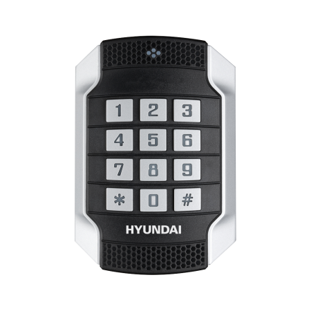 HYU-644 | Lector de tarjetas Mifare 13,56 MHz antivandálico IK10. Rango de lectura de hasta 50 mm. Incorpora teclado. Comunicación Wiegand 26/34. RS485. Apto para exterior.