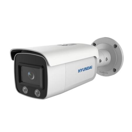 HYU-678 | IP bullet camera Color View series of 4MP with white illumination up to 30m, for outdoors. H.265+/ H.265/ H.264+/ H.264/ MJPEG. 1/1,8" CMOS, 4MP. 4MP@25 fps. 0,0014 lux F1.0. 4 mm lens (94°). OSD, AGC, BLC, WDR true 120dB, 3D-DNR, 1 fixed ROI. IVS. Reset button. MicroSD. Onvif, ISAPI. IP67. 3AXIS. 12V DC. PoE.