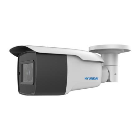 HYU-763 | Cámara bullet 4 en 1 HYUNDAI NEXT GEN serie PRO con Smart IR de 80 m para exterior. CMOS de 5MP. Resolución de 5MP@20ips Salida de vídeo 4 en 1 conmutable. Óptica motorizada de 2,7 ~ 13,5 mm (92,3°~29,3°) con autofocus. Filtro ICR. AWB, AGC, BLC, WDR 130dB, 3D-DNR, videosensor y máscaras de privacidad. IP67. 3AXIS. 12V CC, 24V CA.