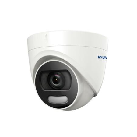 HYU-802 | 4-in-1 fixed dome Color View series with 20 m white lighting for outdoor use. 5MP CMOS. 4 in 1 output (HDCVI / HDTVI / AHD / 960H). 2.8 mm fixed lens. 24 hour color mode (does not switch to B / W). OSD, ATW, AGC, BLC, HLC, 130dB real WDR, 3D-DNR, image adjustments, mirror mode, video sensor and privacy masks. IP67. 3AXIS. 12V DC.