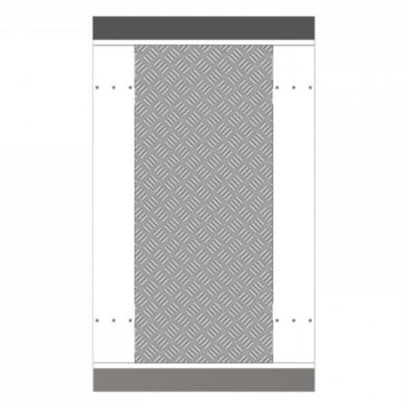 HIK-245 | Base para tornos. Material: SUS304, placa de aluminio con patrón y panel galvanizado. Orificios para cables en la base. El tamaño de la base varía según el ancho del carril. Nota: El ancho en la tabla de especificaciones depende del ancho del carril: 650 mm. Múltiples carriles disponibles: se instala con el componente Base-Single