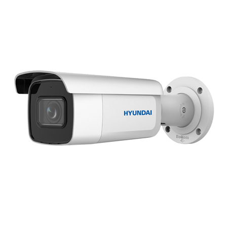 HYU-912 | Cámara bullet IP HYUNDAI Next Gen con Smart IR de 60m para exterior. CMOS 1/2,8” de 2MP. Triple Stream. Formatos de compresión H.265+, H.265, H.264+, H.264 y MJPEG. Resolución de hasta 1080P a 25ips. Filtro ICR. 0,005 lux F1.6. Óptica motorizada de 2,8~12 mm (106,6°~31,7°). OSD, AWB, AGC, BLC, WDR 120dB, 3D-DNR, ROI, videosensor y mascaras de privacidad. Inteligencia IVS. Detección facial. Audio bidireccional. 1 entrada / 1 salida de alarma. Onvif (S/G), ISAPI. IP67. 3AXIS. 12V CC. Admite PoE+