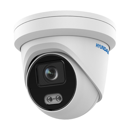 HYU-959 | HYUNDAI ColorView IP Dome. 4MP@25ips, H.265+/H.265. Color 24/7, 0.0005 lux, white light 30m. 2.8mm fixed lens. WDR 130dB, 3D-DNR, ROI. Perimeter protection and facial capture. Classification of people and vehicles. Includes microphone. MicroSD slot, Onvif, RJ45, IP67, 3AXIS, 12V/PoE