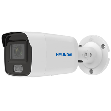 HYU-960 | HYUNDAI ColorView IP Camera. 4MP@25ips, H.265+/H.265. Color 24/7, 0.0005 lux, white light 40m. 2.8mm fixed lens. WDR 130dB, 3D-DNR, ROI. Perimeter protection and facial capture. Classification of people and vehicles. Includes microphone. MicroSD slot, Onvif, RJ45, IP67, 3AXIS, 12V/PoE