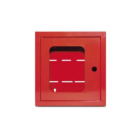 INTEVIO-66 | Caja de metal color rojo. Para la instalación en pared de las estaciones de llamada <b>INTEVIO-58</b> (ABT-DFMS), <b>INTEVIO-51</b> (ABT-DMS), <b>INTEVIO-64</b> (ABT-DMS-LCD) y la extensión de teclado <b>INTEVIO-65</b> (ABT-EKB-20M). Puerta transparente en cristal acrílico. Incluye juego de tornillos
