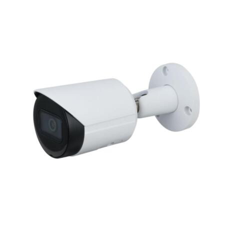 IPC-B8F | IP StarLight bullet camera with Smart IR of 30 m for outdoors. 1/2,7” CMOS, 8MP. Dual stream. H.265/ H.264/ MJPEG. Resolution up to 8MP at 15fps. ICR filter. 0,009 lux F2.0. 2,8 mm lens (105°). OSD, AWB, AGC, BLC, HLC, WDR 120dB, 3D-DNR, 4 ROI, mirror, motion detection and privacy mask. IVS. MicroSD slot. Onvif, CGI, P2P. IP67. 3AXIS. 12V DC. PoE.