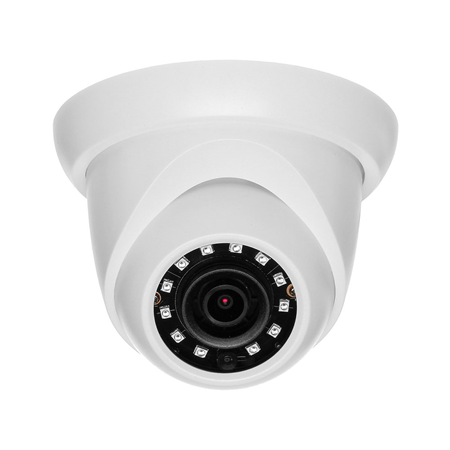 IPC-T4F | Fixed IP dome with Smart IR of 30 m for outdoors. 4MP 1/3 ”CMOS. Dual Stream. H.265 + / H.265 / H.264 + / H.264 / MJPEG format. Up to 4MP resolution at 20ips. ICR filter. 0.09 lux F2.0. Fixed 2.8 mm (101 °) lens. OSD, AWB, AGC, BLC, HLC, digital WDR, 3D-DNR, 4 ROI zones, mirror, video sensor and privacy masks. Onvif, API. IP67. 3AXIS. 12V DC. PoE.