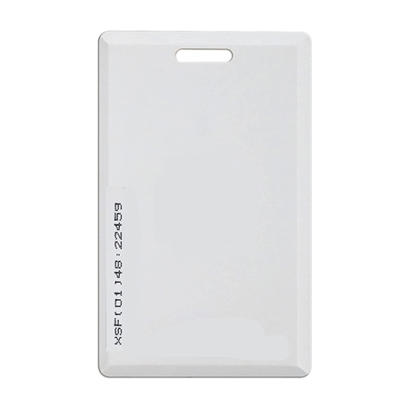 KAN-27 | Tarjeta de proximidad Clamshell. Tarjeta estándar. Uso con correa y clip. Flexible y resistente al agrietamiento y rotura