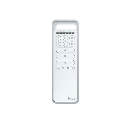 NICE-021 | Portable transmitter. Control of 18 electrical load systems or groups of automations that can be activated in single or multi-group mode. Estimated average range 200m outdoors, 35m indoors. 433.92 MHz ± 100 KHz