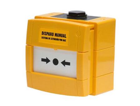 NOTIFIER-234 | Pulsador amarillo KAC de disparo de extinción manual rearmable con tapa de protección. IP65. EN-12094-3.