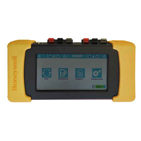 NOTIFIER-649 | Herramienta de comprobación y verificación de lazos. Pantalla táctil. Teclado de control para análisis de cableado y dispositivos del lazo esserbus o esserbusPLus. Compuesto por tester autónomo recargable, cargador de red y cable USB. Permite configurar lazos analógicos y guardar archivos compatibles con Tools 8000 V1.20 o superior para importación directa y configuración del sistema off-line.