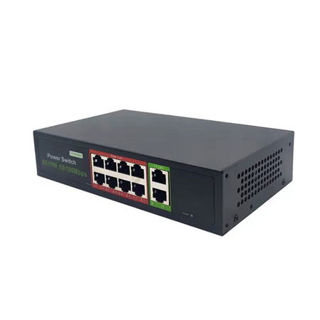 SAM-4139N | Switch no gestionable de 8 puertos PoE 100M + 2 puertos RJ45 de 1000M. 15,6W por puerto con un total de 96W. 220V CA.