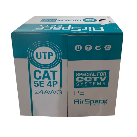 SAM-4445 | Roll of 305 meters of UTP cable CAT5E 24AWG rigid. Special cover for exteriors.