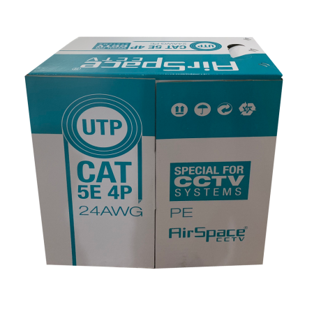 SAM-4445 | Rollo de 305 metros de cable UTP CAT5E 24AWG rígido. Cubierta especial para exteriores.