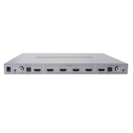 SAM-4521 | Conmutador matriz de 4 entradas HDMI a 2 grupos de salida (HDMI + Audio Coaxial + Audio 3.5 + Audio SPDIF).
