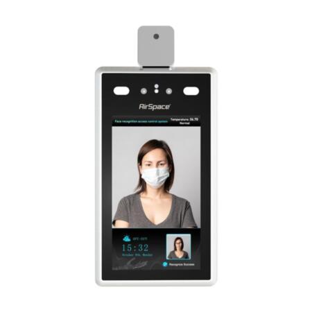 SAM-4656 | Standalone biometric access control reader AirSpace. German HEIMANN high precision thermopile sensor with a size of 32x32. Identification by facial recognition. Body temperature measurement. Accuracy ± 0.3 ºC. Fever detection and mask. 7 "IPS color touch screen. Capacity 22,400 faces and 100,000 registrations. TCP / IP communication. Integrated controller (Relay or Alarm and Wiegand). Dual sensor camera for facial recognition. Wall mount