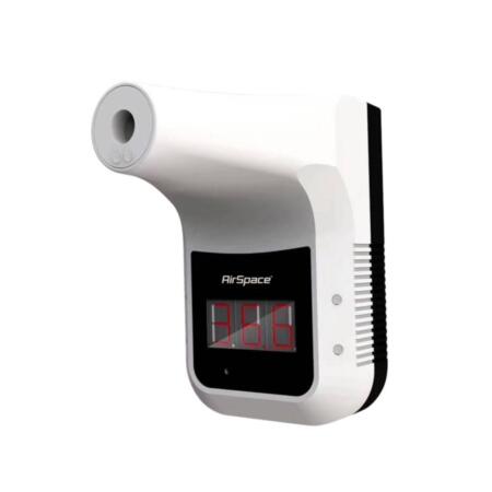 SAM-4685N | Termometro AirSpace a infrarossi. Misura la temperatura della fronte delle persone. Misurazione rapida. Alta precisione di ± 0,2 °. Distanza di rilevamento 5 ~ 10 cm. Funzione di allarme. Fino a una settimana in modalità standby. Disponibili unità ° C e ° F. Modalità di risparmio energetico. Alimentazione tramite USB (cavo incluso) o batteria (non inclusa)