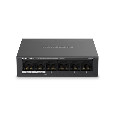 TPLINK-204|Mercusys 6-port Fast Ethernet Switch with 4 PoE+ ports