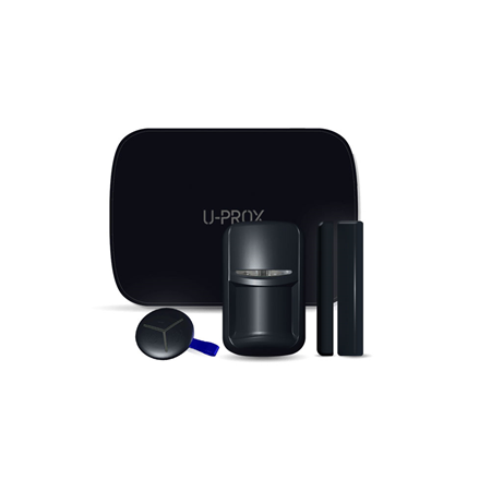 UPROX-004 | <strong> U-Prox MP S black kit composed of: </strong>. 1x Central Ethernet + GPRS security <strong> UPROX-010 </strong> (U-Prox MP CENTER BLACK) with 30 partitions and up to 99 detectors via radio. 1x PIR detector via radio <strong> UPROX-018 </strong> (U-Prox PIR BLACK) with anti-pet. 1x Radio magnetic contact <strong> UPROX-027 </strong> (U-Prox WDC BLACK). 1x 3-button radio button <strong> UPROX-033 </strong> (U-Prox KEYFOB BLACK)