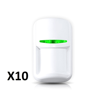 UPROX-017-PACK10 | PACK 10 U-Prox PIR detector with anti-pets. 12 meter detection range. Adjustable sensitivity from the U-Prox installer app. Up to 5 years of operation with a CR123 battery. Easy to install. RF frequency 868 ~ 868.6MHz. Multiple channels for redundancy. Range of up to 4800 meters. Compact size