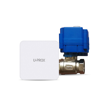 UPROX-036 | U-Prox valve control device. Valve opening and closing with up to 5000 cycles. Automatic execution once a week. RF frequency 868 ~ 868.6MHz. Multiple channels for redundancy. Transmission distance up to 4800 meters in open field. It works with two CR123A batteries. Up to 3 years of battery life. Comfortable and simple installation. Water valve 1/2 "BB with manual override