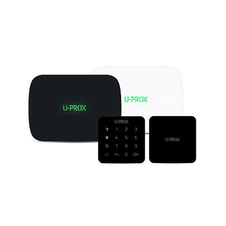 UPROX-RENOVE2-B | <strong>Kit U-Prox Renove 2 negro</strong> compuesto por:. 1x Central de seguridad <strong>UPROX-010</strong> (U-Prox MP CENTER BLACK). 1x Expansor de zona <strong>UPROX-038</strong> (U-Prox MULTIPLEXER). 1x Teclado <strong>UPROX-014</strong> (U-Prox KEYPAD G1 BLACK). 1x Sirena de interior <strong>UPROX-030</strong> (U-Prox SIREN BLACK)