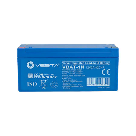 VBAT-1N|Batería recargable AGM VRLA VESTA de 12 V y 2 Ah con tecnología CCDR