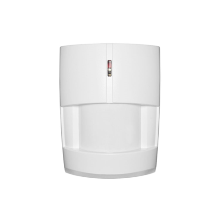 VESTA-009 | Detector PIR vía radio VESTA. Cobertura de 12 metros, 110°. 2 niveles de sensibilidad. Incluye rótula de esquina. Funciona con 1 pila CR123A de 3V. EN50131 de Grado 2, Clase ambiental Ⅱ