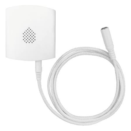 VESTA-026 | VESTA radio flood detector. Wired water probe. It incorporates an 85dB siren. Periodic supervision. Powered by 1 3V CR123 lithium battery. Battery life of more than 10 years. Protection degree IP55