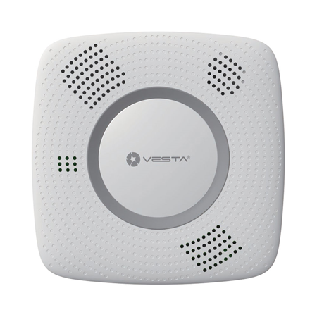 VESTA-032 | Smoke and CO detector via radio VESTA. Combined smoke and carbon monoxide sensor. Powered by 3 x 3V CR123A lithium batteries. 10 year battery life. EN14604 and EN50291