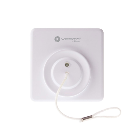 VESTA-093 | VESTA emergency cord. White cord with handle at the end. For indoor installation. Wall or ceiling mounting. Low battery consumption. It requires little maintenance. 24-hour monitoring broadcast. Low battery detection. LED indicator. Via radio for easy installation.