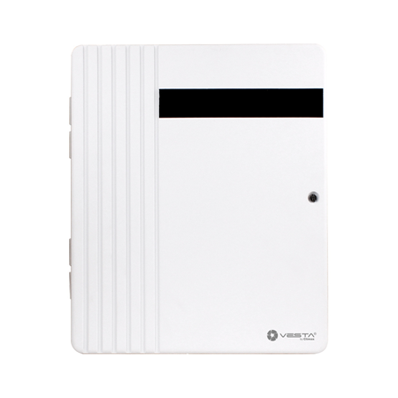 VESTA-112 | VESTA hybrid control panel up to 320 zones. Compatible with all RF 868-F1 devices (2 km in open field). 4G LTE connectivity. IP communications (Ethernet). Amplified fast connection for external GPRS antenna (optional compatible antenna: QAR-266A). 16 wired zones on board, expandable via expanders. Up to 320 zones (wired / wireless). Up to 8 areas. Up to 240 users. 1 PGM output. Up to 4 VESTA-114 or VESTA-125 keypads. Configuration via smarthomesec APP or via VESTA-114 or VESTA-125 keypad. Acid battery not included, DEM-3 recommended. The VESTA hybrid control panel is compatible with Google Home and Alexa. USB port available to add WiFi, ZigBee or Z-Wave connectivity (see related products). EN50131 Grade 3