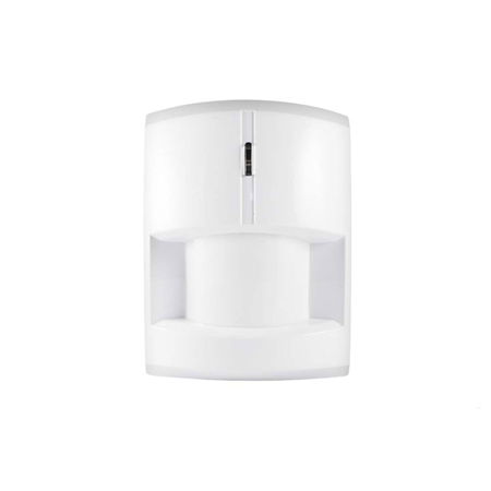 VESTA-136N | Detector PIR vía radio VESTA. Cobertura de 12 metros, 110°. RF de largo alcance F1. 2 niveles de sensibilidad. Incluye rótula de esquina. Inmune a mascotas de hasta 27 kg. Funciona con 3 pilas de litio CR123A de 3V. Vida útil de las pilas de 5 años. EN50131 de Grado 2, Clase ambiental Ⅱ
