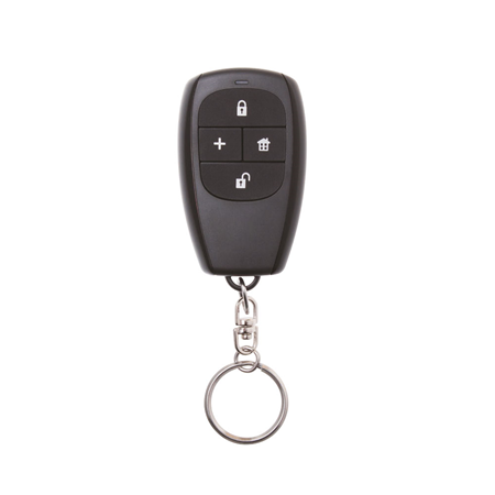 VESTA-152 | Remote radio button for instant control of the VESTA security system. Four buttons: Arm / Disarm / Start / Panic Alert. Durable and scratch resistant buttons. Low battery detection. The LED serves as an indicator of the transmission status. Portable keychain design. Easy to use and intuitive. Long duration battery. Suitable for security and home automation installations