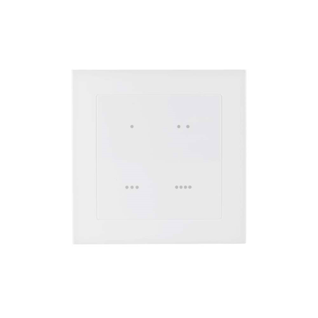 VESTA-187 | Smart programmable stage switch. Facilitates the use of 4 pre-programmed stage conditions. Two-way communication. Compatible with any Zigbee network and device. The LED indicator light makes it easy to find in the dark. No wiring required. Quick and easy installation. Simple and modern style. For inside use only. CE / FCC compliance