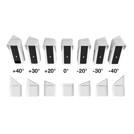 VESTA-247 | Ensemble composé d'une visière et de 4 supports d'angle pour le système de portier vidéo VESTA VDP-3. Permet d'installer le système de portier vidéo VESTA-109 (VDP-3) selon sept angles différents. Flexibilité de l'installation