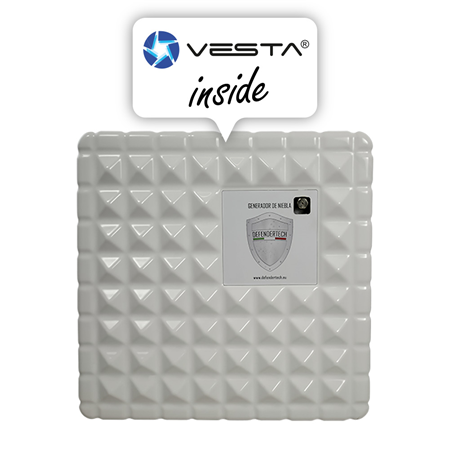 VESTA-DT-400 | Canon à brouillard Defendertech. Comprend 2 modules d'entrée/sortie numériques VESTA. Génération de 415 m3 en 1 minute. Sortie 12V DC, 500mA pour appareils externes. N'inclut pas la batterie. Temps de tir réglable. Volume de tir total de 1870 m3. Dégagement de brouillard instantané et pause. Surveillance de l'état de la charge. Alarmes de sabotage. Déclenchement d'alarme vérifié. Prise de vue manuelle à partir de l'application.