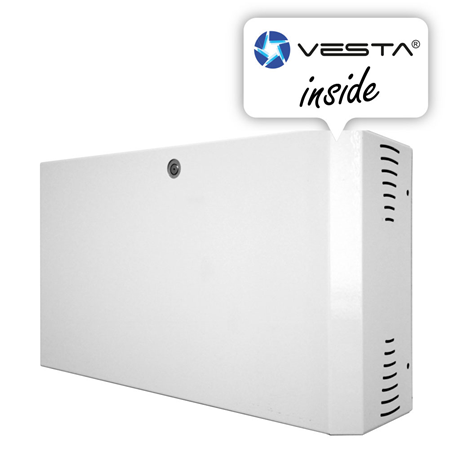 VESTA-MF-50 | Defendertech fog cannon for 50 m². Includes 2 VESTA digital input/output modules. Generation of 415 m3 in 60 seconds. Backup battery not included. Adjustable trigger time 1~60 seconds. Total shooting time of 5 minutes. Total shot volume of 2000 m3. EN 50131-8.