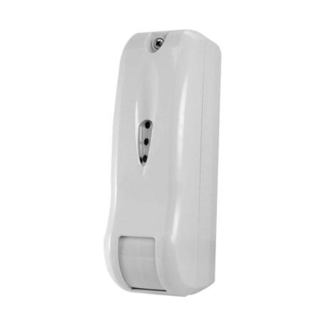 VISONIC-177 | Double technology courtain detector with wireless transceptor with PowerG for outdoors. 12 m range 75°. 24GHz microwave frequency, AND. Relay and tamper output. IP54. Low consumption