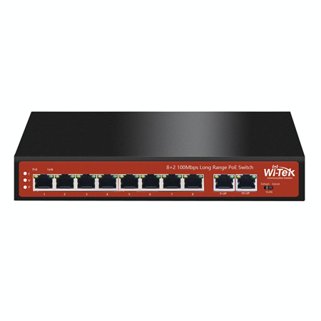 WITEK-0005|Switch PoE non gestibile da 8 PoE + 2 Ethernet 