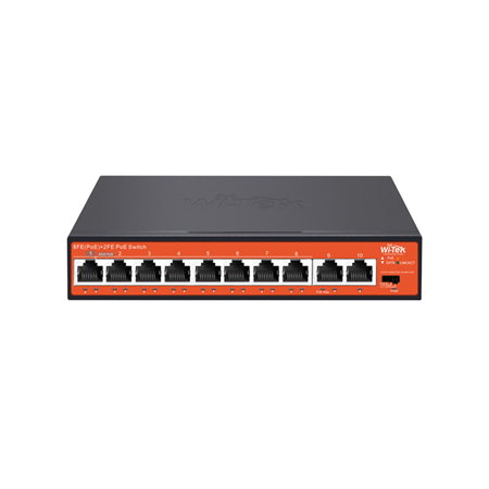 WITEK-0005N|8 PoE + 2 Uplink switches PoE não geríveis