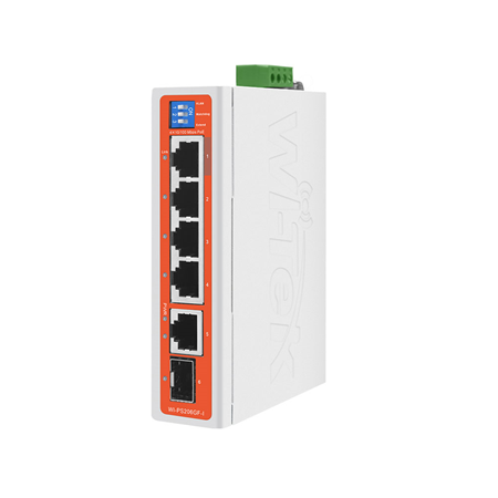 WITEK-0018N|Switch PoE rugerizado de 4 PoE Fast + 1 RJ45 Gigabit + 1 SFP Gigabit