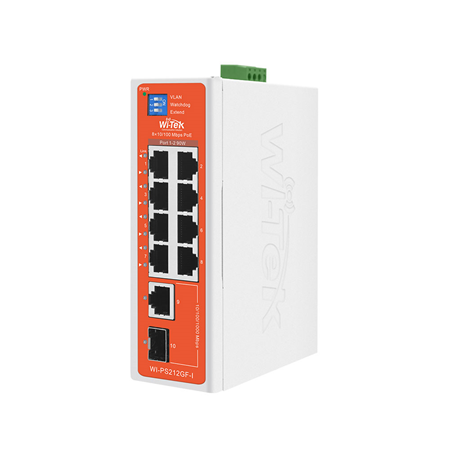 WITEK-0036N|Hardened PoE switch with 8 PoE Fast + 1 RJ45 Gigabit + 1 Gigabit SFP