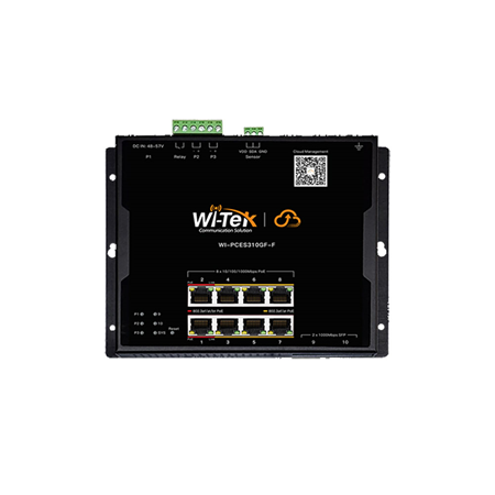 WITEK-0120|Switch PoE Industrial PoE gerido em nuvem de 8 portas