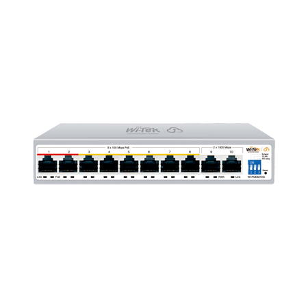 WITEK-0142|Switch PoE de 8 portas gerido na nuvem