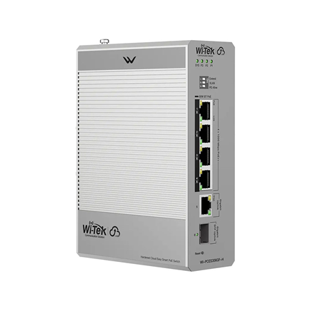WITEK-0183|Wi-Tek Gigabit managed PoE switch with 4 PoE++ ports and RJ45/SFP uplinks for DIN rail