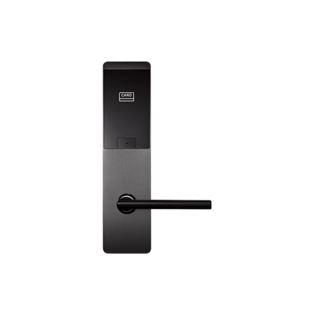ZK-142-I | ZKTeco hotel lock. With 13.56MHz MIFARE® technology. Left opening. Backset 62.5mm. Suitable for doors with thickness between 40 ~ 50mm. One-click installation. Record of up to 224 events. Battery powered. Low battery warning notices. Made of zinc alloy Compatible with hotel management software ZKBiolock Hotel Lock System / ZKBioSecurity 3.0