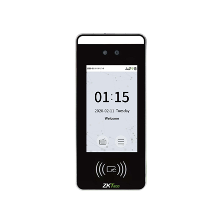 ZK-171 | ZKTeco biometric access control terminal with . Visible light facial recognition. 3-in-1 palm recognition. Mask detection. Advanced anti-spoofing algorithm against photo, video and 3D mask attacks. Multiple verification methods: Face / Card / Password / Palm of the hand. Non-contact verification technology. 5-inch touch LCD. Dual camera for real-time face detection. Up to 6000 face templates. Compatible with external RS232, RS485 and Wiegand readers. TCP / IP, Wi-Fi communication