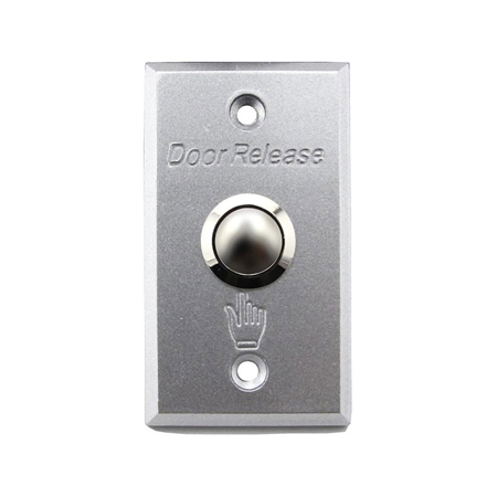 ZK-180 | ZKTeco metal push button for door opening. Mechanical life: 500,000 pulsations. NO / NC relay. Easy to install, elegant design. Made of stainless steel and aluminum. 36V DC, 3A power supply